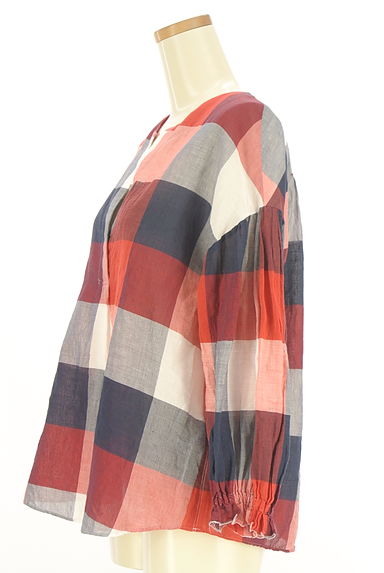 BEATING HEART（ビーティングハート）の古着「キーネックチェックブラウス（カットソー・プルオーバー）」大画像３へ