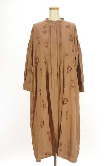 SUN VALLEY（サンバレー）の古着「tukuroi by SUN VALLEY 花柄刺繍バンドカラーシャツワンピース（ワンピース・チュニック）」大画像１へ