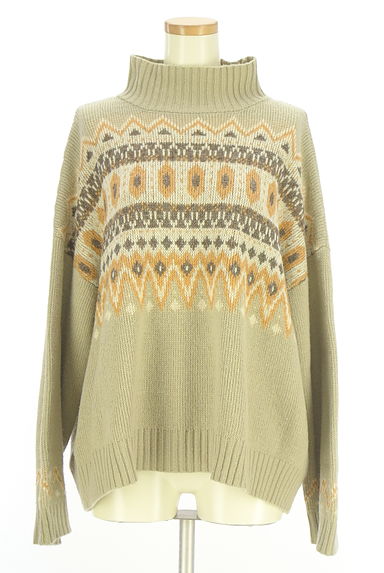 SUN VALLEY（サンバレー）の古着「モックネックファイアイル柄ニットトップス（ニット）」大画像１へ