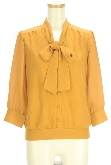 クリックで大画像表示 INDIVI(インディヴィ)の古着「シフォン切替ボウタイカットソー(カットソー・プルオーバー)」大画像1へ