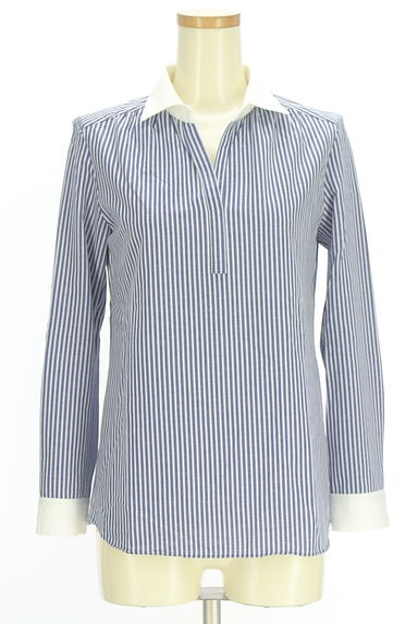 ROPE（ロペ）の古着「ストライプ柄スキッパーブラウス（カットソー・プルオーバー）」大画像１へ