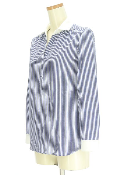 ROPE（ロペ）の古着「ストライプ柄スキッパーブラウス（カットソー・プルオーバー）」大画像３へ