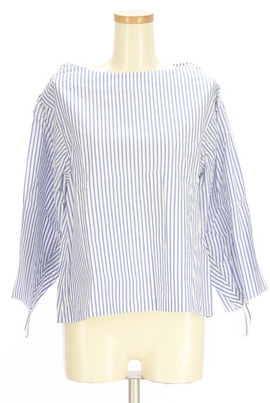 クリックで大画像表示 STRAWBERRY-FIELDS(ストロベリーフィールズ)の古着「袖ドロストストライプ柄カットソー(カットソー・プルオーバー)」大画像1へ