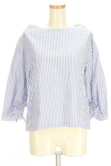 クリックで大画像表示 STRAWBERRY-FIELDS(ストロベリーフィールズ)の古着「袖ドロストストライプ柄カットソー(カットソー・プルオーバー)」大画像4へ