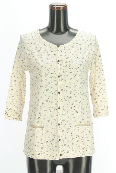 クリックで大画像表示 CUBE SUGAR(キューブシュガー)の古着「7分袖小花柄カーディガン(カットソー・プルオーバー)」大画像1へ