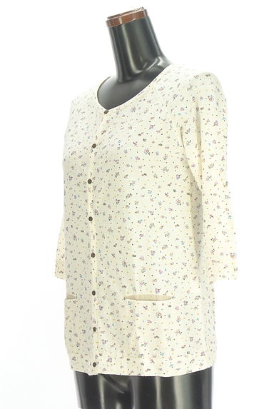 クリックで大画像表示 CUBE SUGAR(キューブシュガー)の古着「7分袖小花柄カーディガン(カットソー・プルオーバー)」大画像3へ