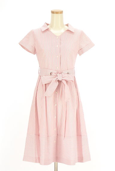 MISCH MASCH（ミッシュマッシュ）の古着「ベルト付きストライプ膝下シャツワンピース（ワンピース・チュニック）」大画像１へ