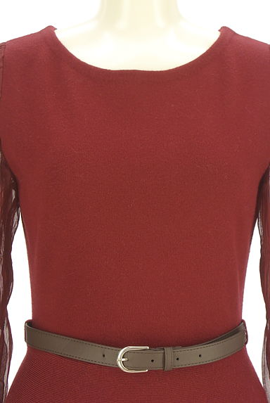 Apuweiser riche（アプワイザーリッシェ）の古着「ベルト付きシフォンスリーブ膝丈ニットワンピ（ワンピース・チュニック）」大画像４へ