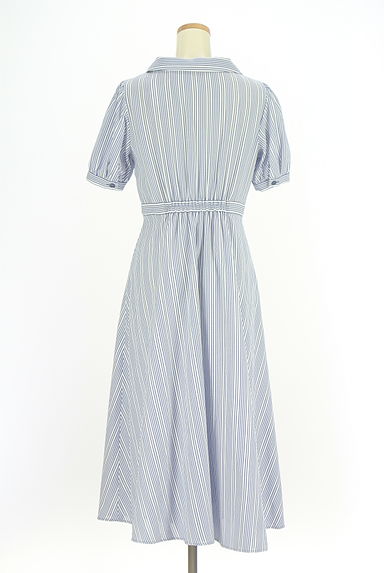 STRAWBERRY-FIELDS（ストロベリーフィールズ）の古着「オープンカラーストライプシャツワンピ（ワンピース・チュニック）」大画像２へ