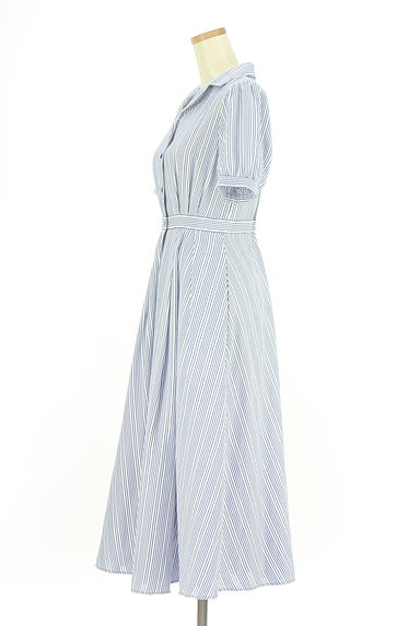 STRAWBERRY-FIELDS（ストロベリーフィールズ）の古着「オープンカラーストライプシャツワンピ（ワンピース・チュニック）」大画像３へ