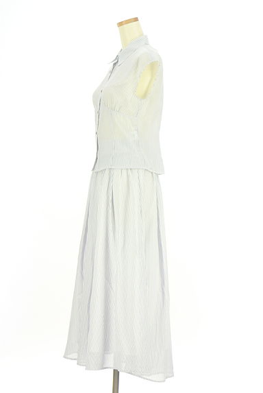 PROPORTION BODY DRESSING（プロポーションボディドレッシング）の古着「ストライプブラウス+ミモレスカート（セットアップ（ジャケット＋スカート））」大画像３へ