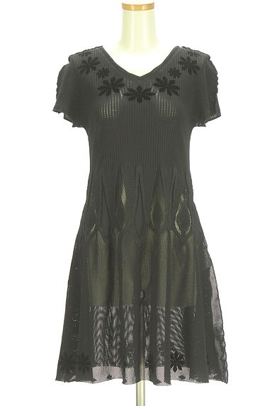 クリックで大画像表示 HIROKO BIS(ヒロコビス)の古着「メッシュ切替リブニットチュニック(ニット)」大画像1へ