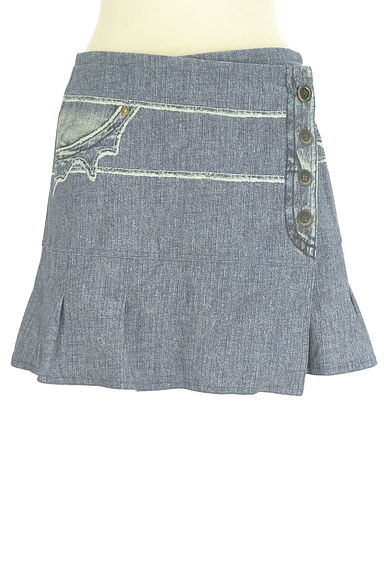 クリックで大画像表示 HIROKO BIS(ヒロコビス)の古着「essentiel HIROKO BIS フェイクデニムプリントミニスカート(ミニスカート)」大画像1へ