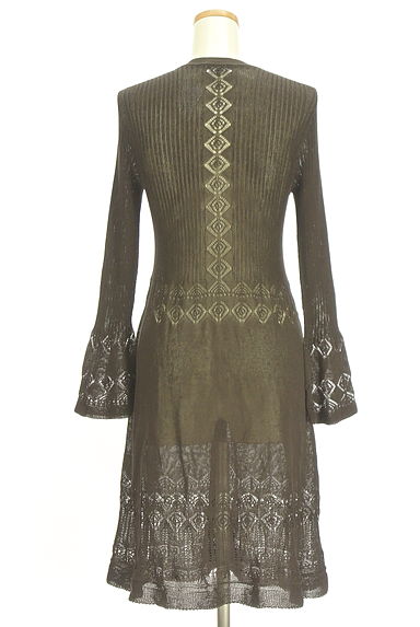 HIROKO BIS（ヒロコビス）の古着「透かし編み模様切替ロングニットカーディガン（カーディガン・ボレロ）」大画像２へ