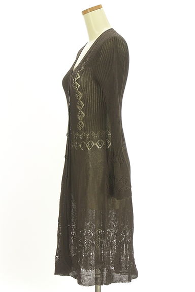 HIROKO BIS（ヒロコビス）の古着「透かし編み模様切替ロングニットカーディガン（カーディガン・ボレロ）」大画像３へ