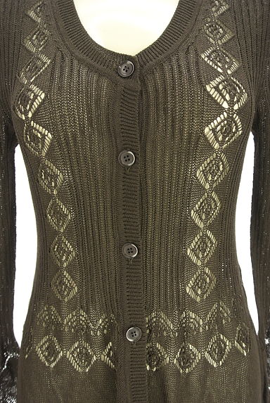 HIROKO BIS（ヒロコビス）の古着「透かし編み模様切替ロングニットカーディガン（カーディガン・ボレロ）」大画像４へ