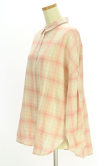 Samansa Mos2（サマンサモスモス）の古着「綿麻チェックシャツ（ブラウス）」大画像３へ