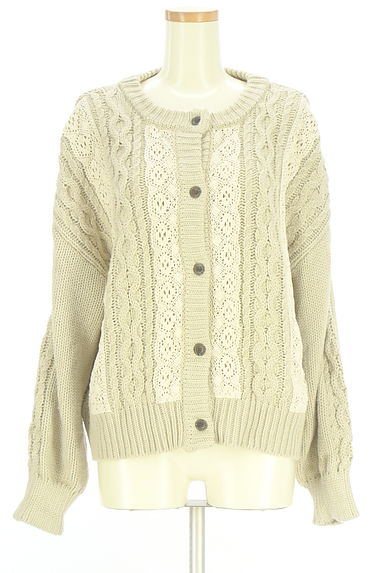 Samansa Mos2（サマンサモスモス）の古着「レース入りケーブル編みニットカーディガン（カーディガン・ボレロ）」大画像１へ