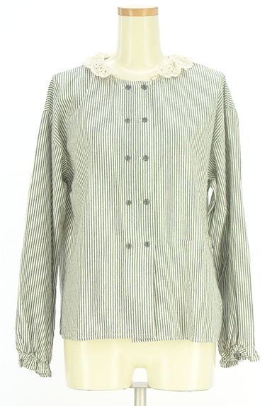 Samansa Mos2（サマンサモスモス）の古着「レース襟ストライプ柄ブラウス（ブラウス）」大画像１へ