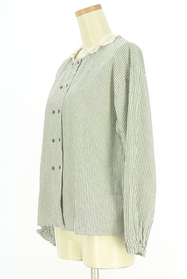 Samansa Mos2（サマンサモスモス）の古着「レース襟ストライプ柄ブラウス（ブラウス）」大画像３へ