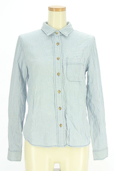 クリックで大画像表示 MOUSSY(マウジー)の古着「ラウンドヘムストライプコットンシャツ(カジュアルシャツ)」大画像1へ