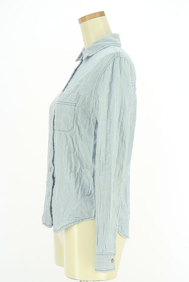 クリックで大画像表示 MOUSSY(マウジー)の古着「ラウンドヘムストライプコットンシャツ(カジュアルシャツ)」大画像3へ