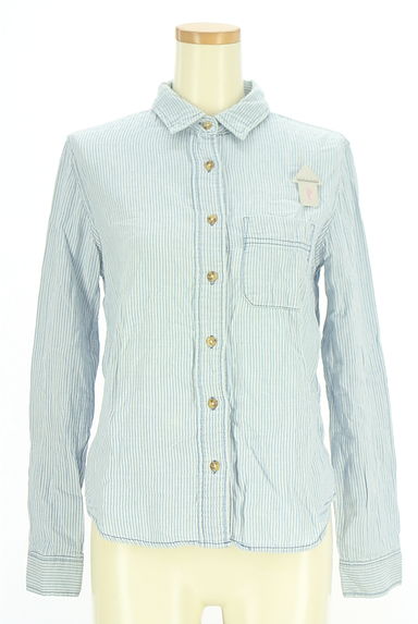 クリックで大画像表示 MOUSSY(マウジー)の古着「ラウンドヘムストライプコットンシャツ(カジュアルシャツ)」大画像4へ