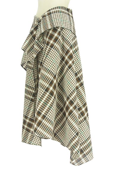 MOUSSY（マウジー）の古着「アシメントリーフリルチェック柄ロングスカート（ロングスカート・マキシスカート）」大画像３へ