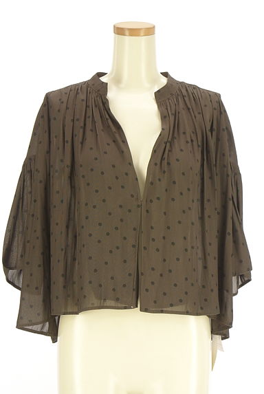 クリックで大画像表示 NOLLEY'S(ノーリーズ)の古着「ドット柄ギャザーフレアカーディガン(カーディガン・ボレロ)」大画像1へ