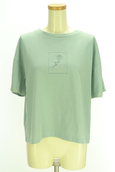 クリックで大画像表示 axes femme(アクシーズファム)の古着「バックレースアップ花刺繍Tシャツ(Tシャツ)」大画像1へ