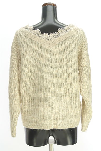 PROPORTION BODY DRESSING（プロポーションボディドレッシング）の古着「レースVネックワイドニット（セーター）」大画像２へ