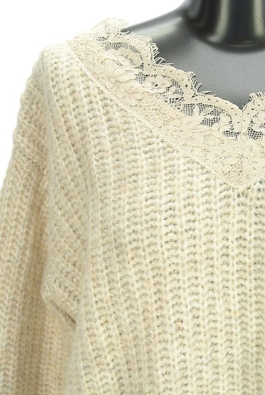 PROPORTION BODY DRESSING（プロポーションボディドレッシング）の古着「レースVネックワイドニット（セーター）」大画像４へ