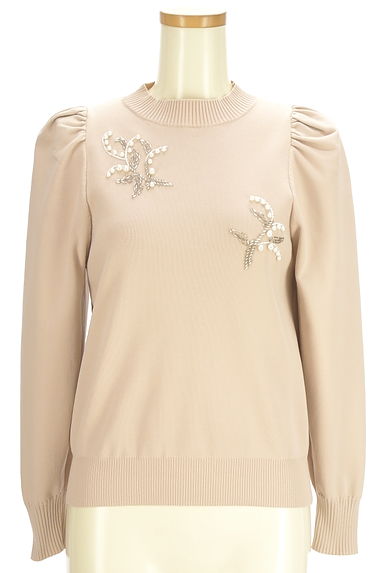 JUSGLITTY（ジャスグリッティー）の古着「パール刺繍モックネックニットトップス（ニット）」大画像１へ