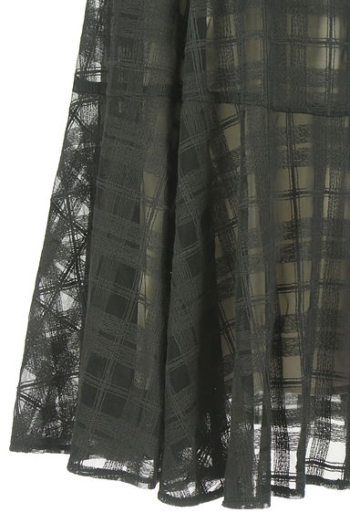 JUSGLITTY（ジャスグリッティー）の古着「チェック柄刺繍チュールロングスカート（ロングスカート・マキシスカート）」大画像４へ