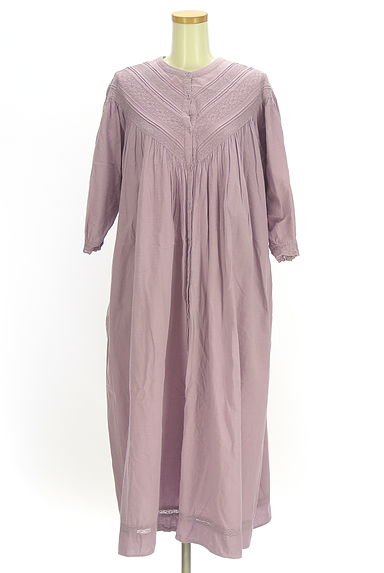 Samansa Mos2（サマンサモスモス）の古着「レースヨーク綿麻ロングシャツワンピース（ワンピース・チュニック）」大画像１へ