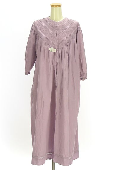 Samansa Mos2（サマンサモスモス）の古着「レースヨーク綿麻ロングシャツワンピース（ワンピース・チュニック）」大画像４へ