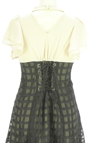 dazzlin（ダズリン）の古着「リブ×チェック柄シアー切替半そでワンピース（ワンピース・チュニック）」大画像４へ