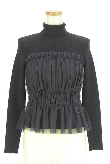 Apuweiser riche（アプワイザーリッシェ）の古着「チュールビスチェ付きタートルネックリブニットトップス（ニット）」大画像１へ