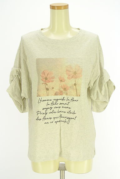 Samansa Mos2（サマンサモスモス）の古着「タックボリューム袖プリントTシャツ（Ｔシャツ）」大画像１へ