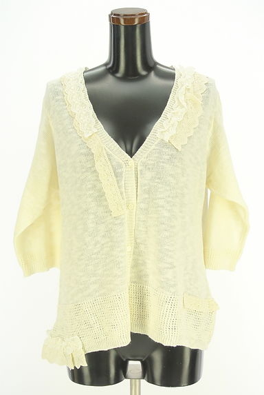 クリックで大画像表示 Samansa Mos2(サマンサモスモス)の古着「レース付きニットカーディガン(カーディガン・ボレロ)」大画像1へ