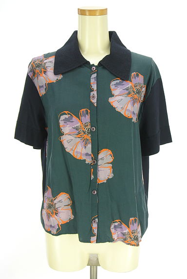 Paul Smith（ポールスミス）の古着「花柄別地切替ニットシャツ（ブラウス）」大画像１へ