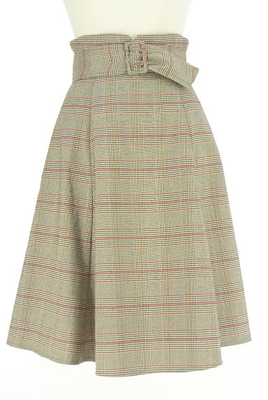 クリックで大画像表示 PROPORTION BODY DRESSING(プロポーションボディドレッシング)の古着「ベルト付きハイウエストチェック膝丈スカート(スカート)」大画像1へ