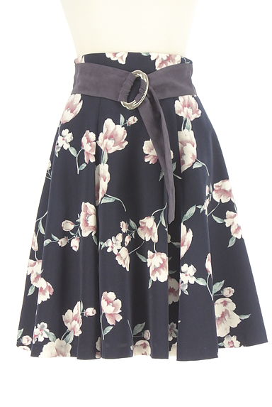 クリックで大画像表示 PROPORTION BODY DRESSING(プロポーションボディドレッシング)の古着「ベルト付き花柄膝丈スカート(スカート)」大画像1へ