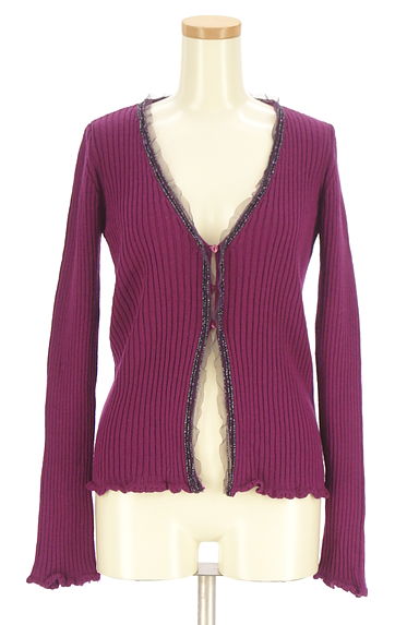 MAX&Co.（マックス＆コー）の古着「メローフリルリブニットカーディガン（カーディガン・ボレロ）」大画像１へ