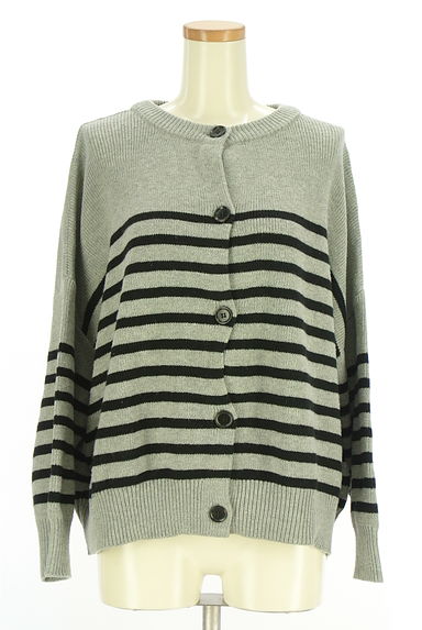 Samansa Mos2（サマンサモスモス）の古着「オーバーサイズボーダーニットカーデ（カーディガン・ボレロ）」大画像１へ