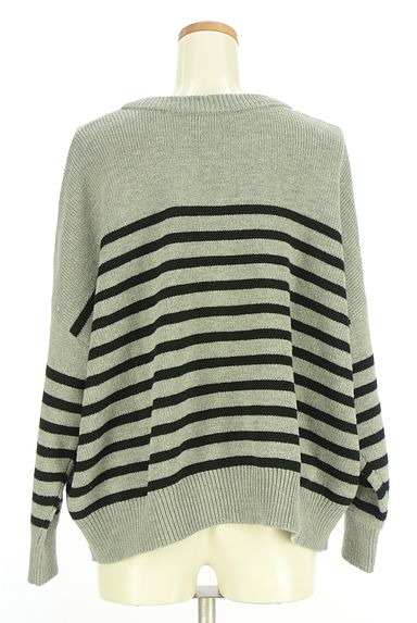 Samansa Mos2（サマンサモスモス）の古着「オーバーサイズボーダーニットカーデ（カーディガン・ボレロ）」大画像２へ