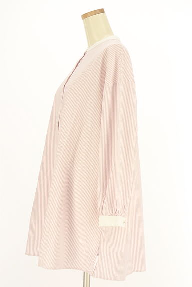 Samansa Mos2（サマンサモスモス）の古着「ストライプ柄バンドカラーシャツチュニック（ブラウス）」大画像３へ