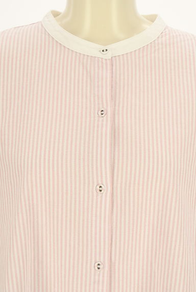 Samansa Mos2（サマンサモスモス）の古着「ストライプ柄バンドカラーシャツチュニック（ブラウス）」大画像４へ