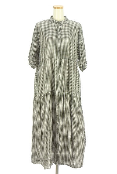 クリックで大画像表示 Samansa Mos2(サマンサモスモス)の古着「ギンガムチェック柄バンドカラーシャツワンピース(ワンピース・チュニック)」大画像1へ