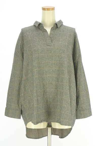 クリックで大画像表示 Samansa Mos2(サマンサモスモス)の古着「チェック柄スキッパーカットソー(カットソー・プルオーバー)」大画像1へ